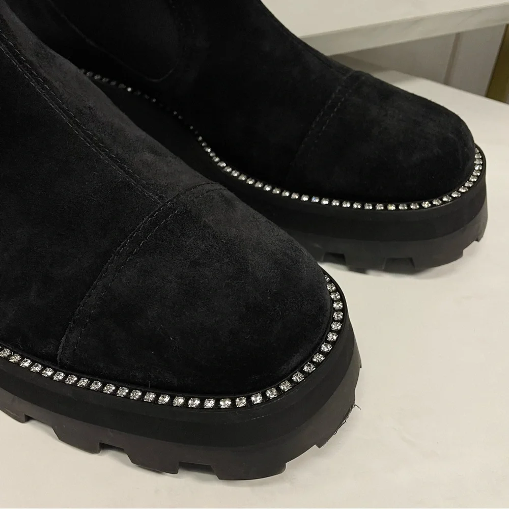 Jimmy Choo Clayton Crystal Embellished Suede Boots - Picture 9 of 10